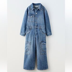 Zara Blue Denim Utility Jumpsuit